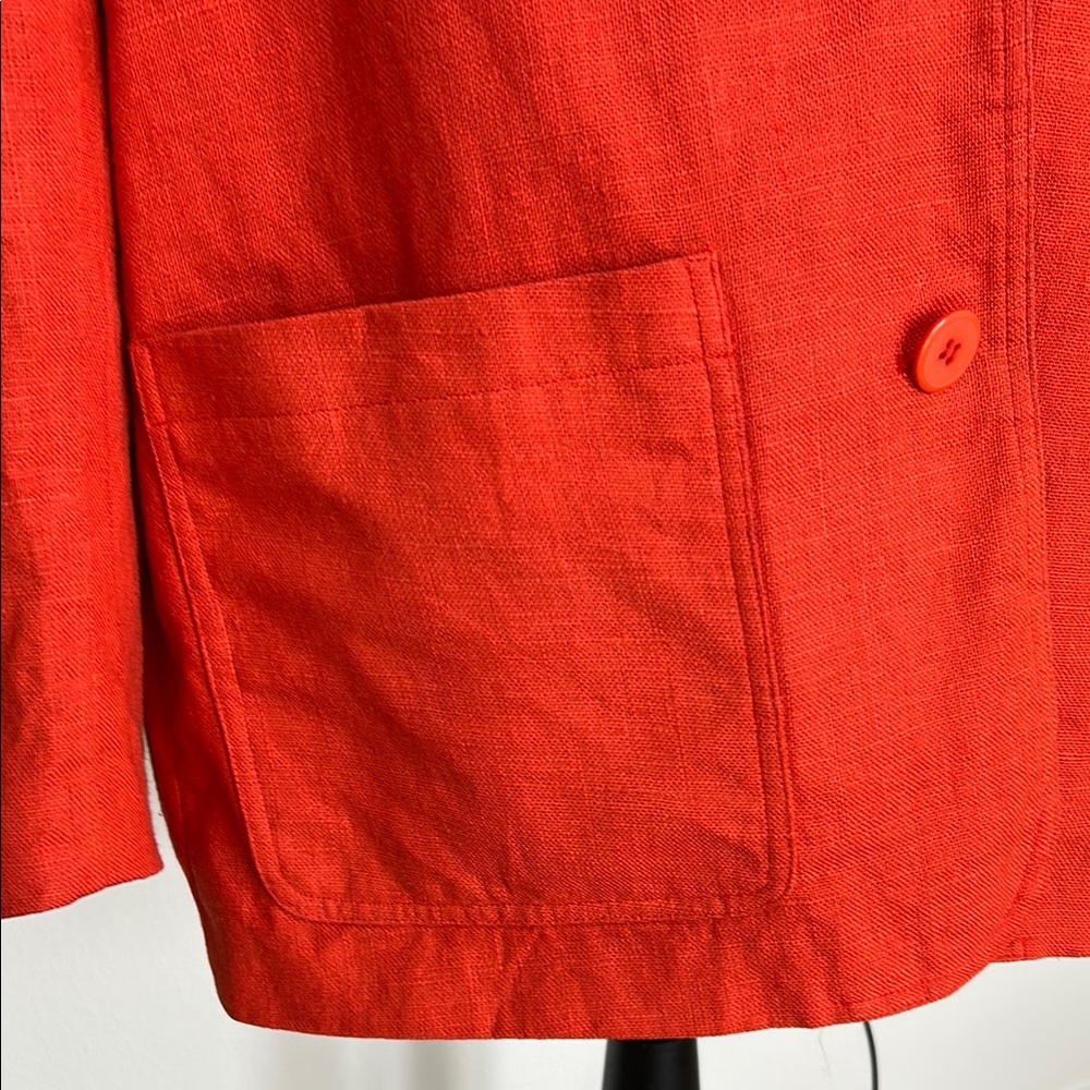 CHAUS LINEN Women's Orange button front Blazer - Picture 7 of 13